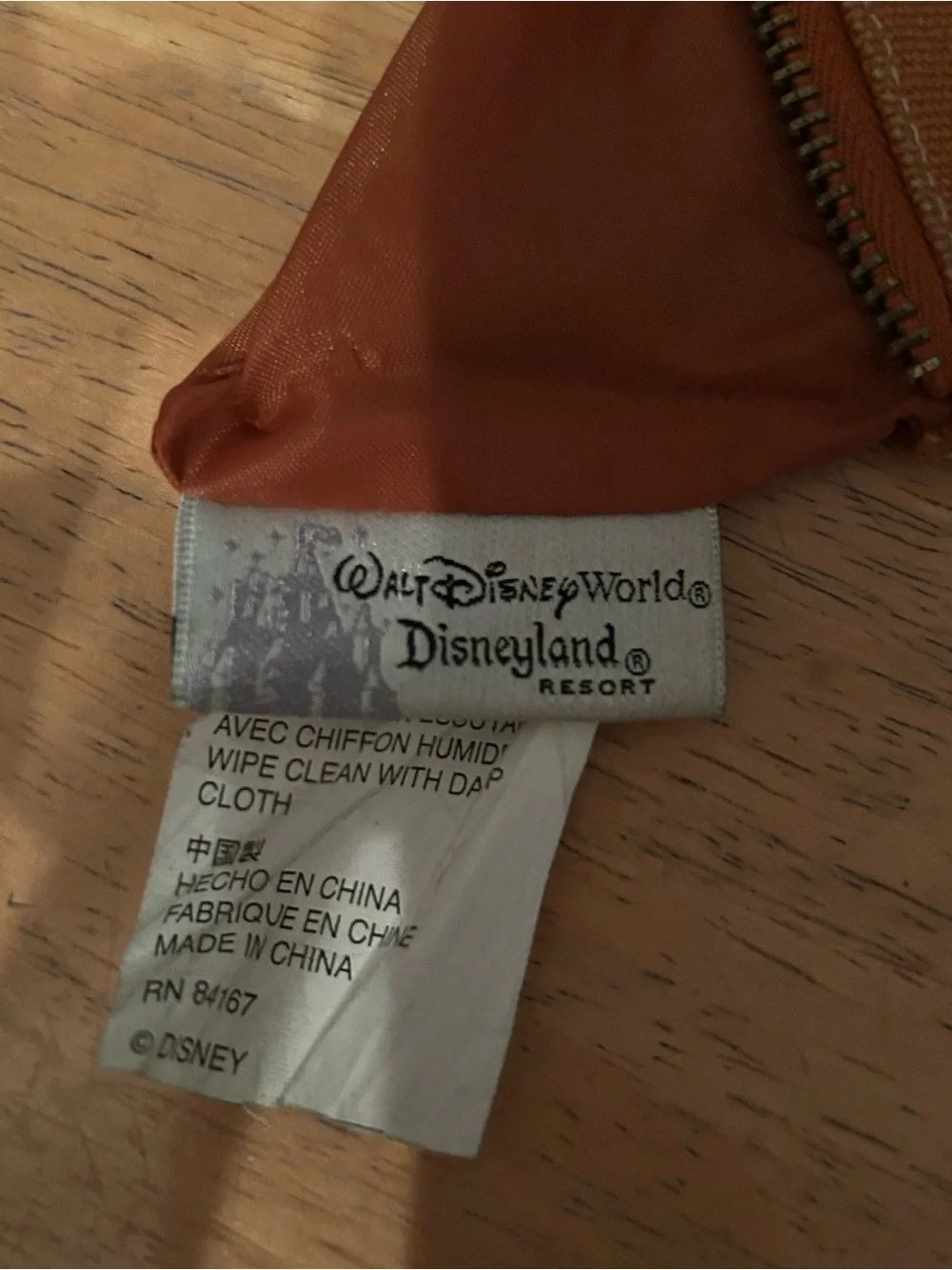 Orange Canvas embroidered Mickey Mouse Coin Pouch Disneyland Resort zippered